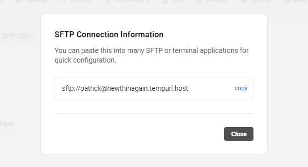 Hosting SFTP or SSH connection information