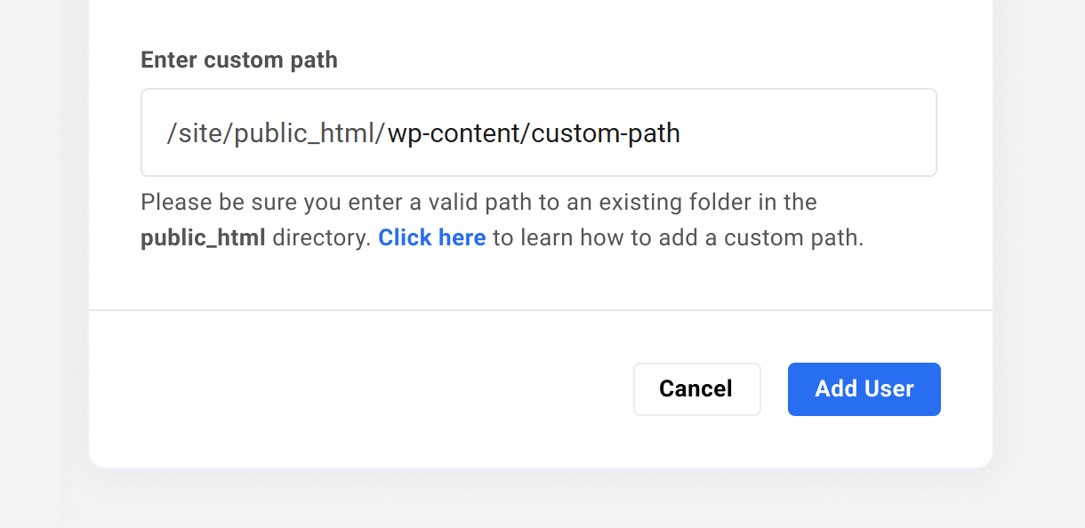 Setting a custom path restriction when creating a SFTP or SSH user