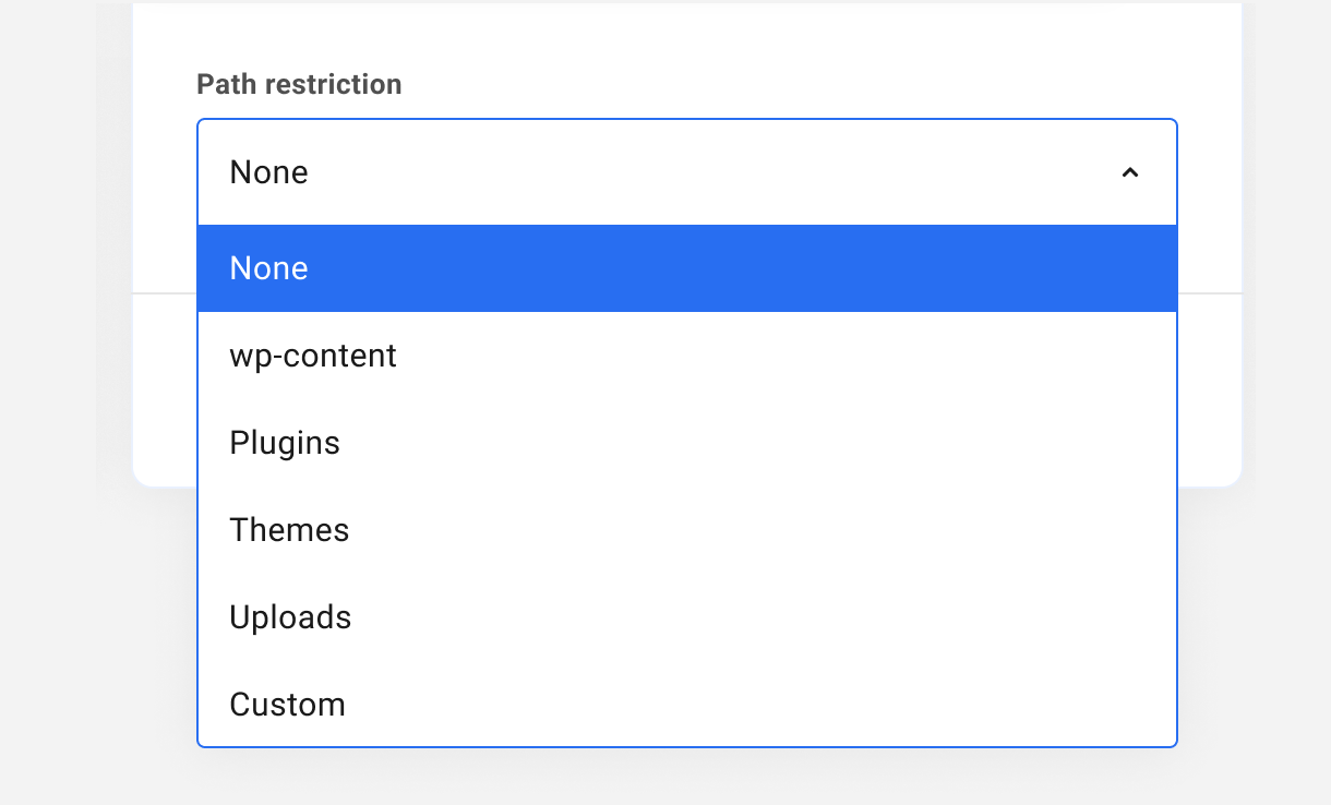 Path restriction option when creating a SFTP or SSH user