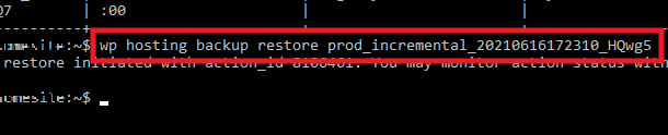 Backups restore initiate command