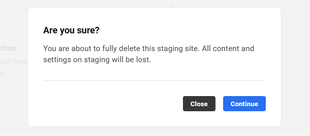 Hosting staging delete staging