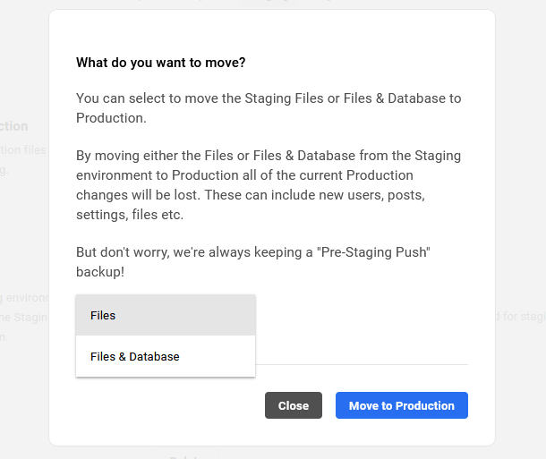 Hosting staging move to production