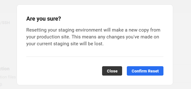 Hosting staging reset staging
