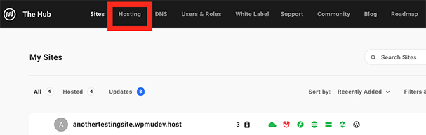 The hosting tab.