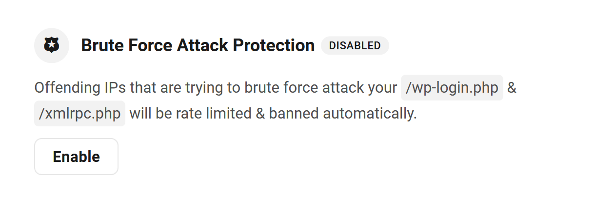 Brute Force Attack Protection tool in The Hub