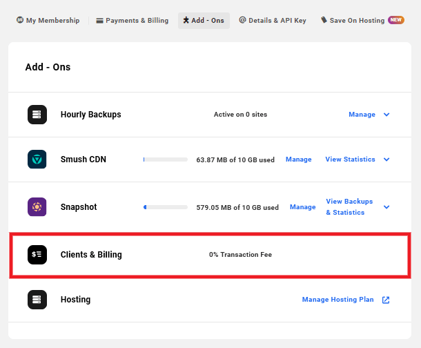 0% transaction fee in Client Billing for full members