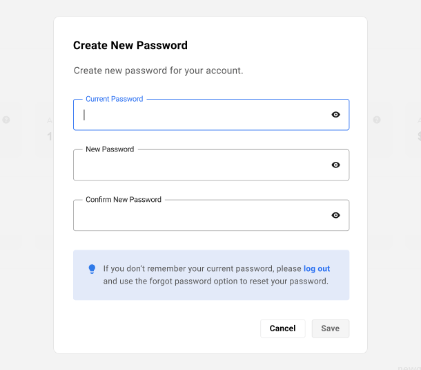 Edit password in the Hub