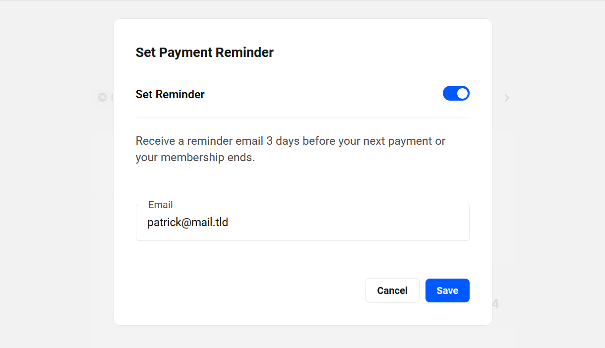 Set a payment reminder for your WPMU DEV membership on your Account page