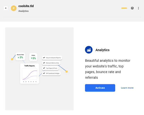 Hub 2.0 Analytics activate screen