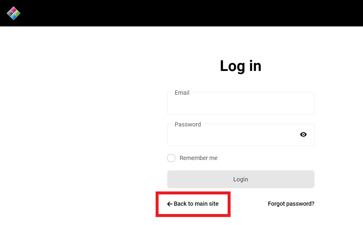 Back to Home link on the Hub Client login page