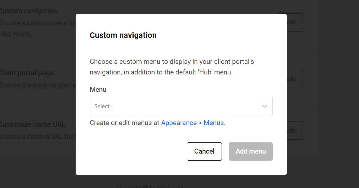 Add custom navigation menu in the Hub Client