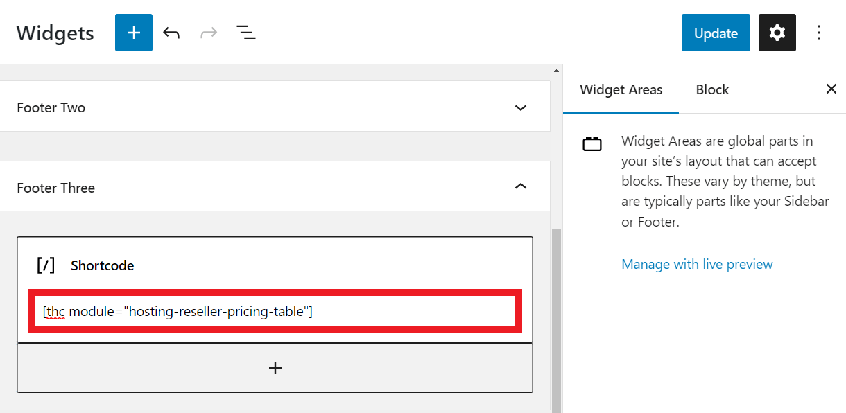 Shortcode to embed the Hosting Reseller pricing table
