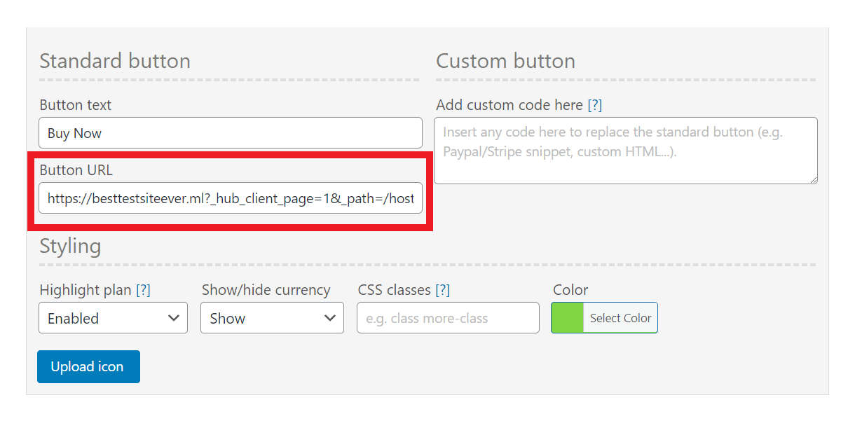 Checkout link added to custom Hosting Reseller pricing table