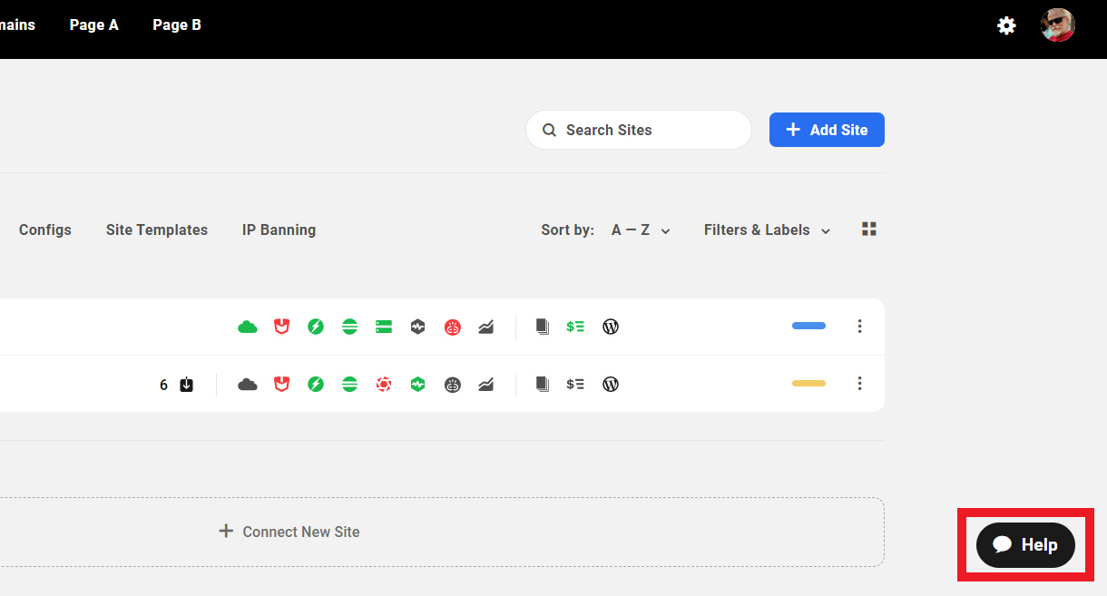 Help button in the Hub Client portal