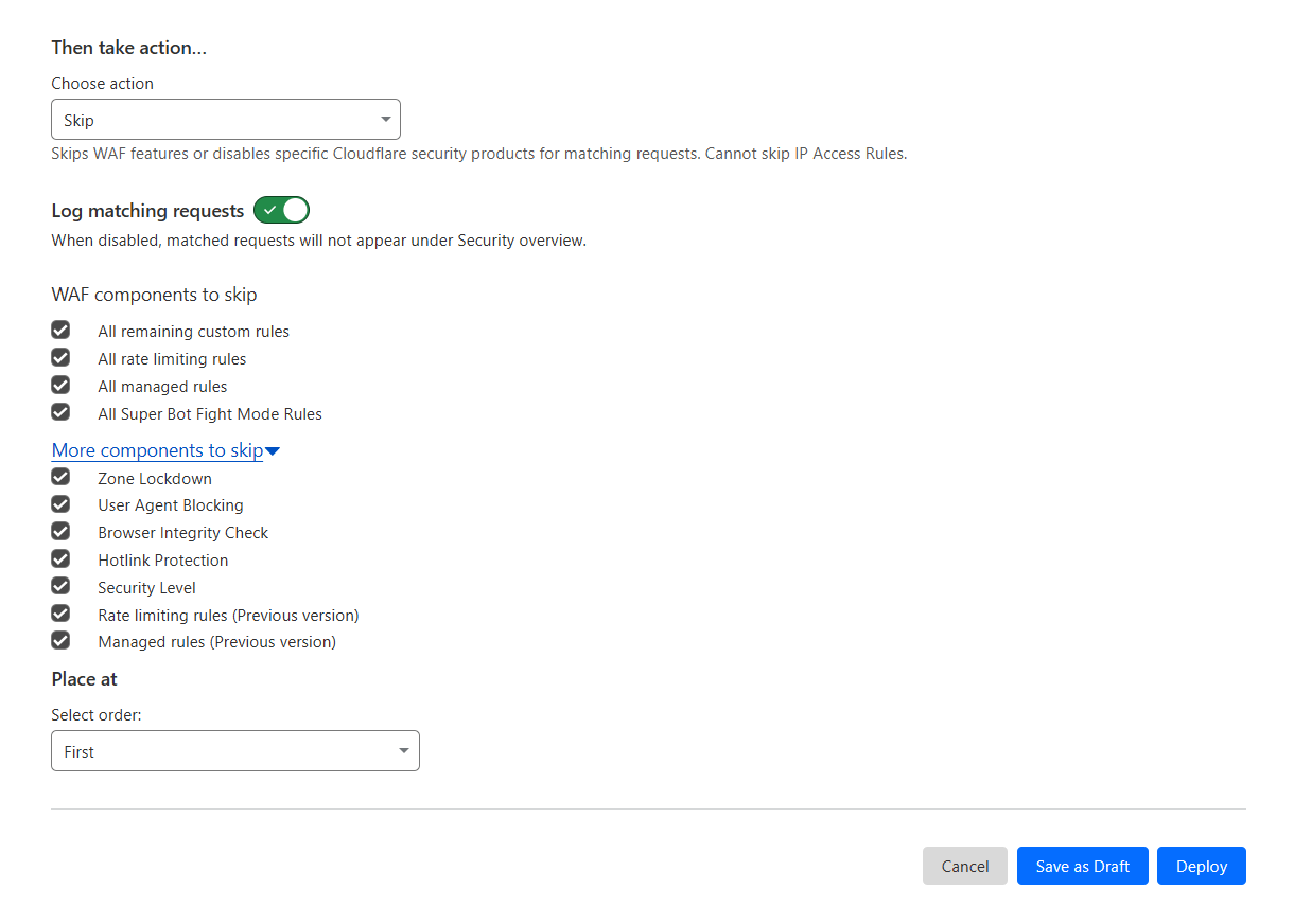 Deploy a custom rule in Cloudflare WAF