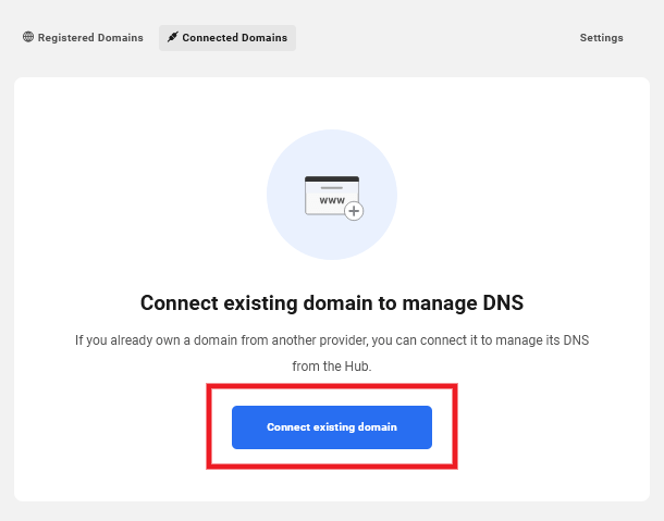 Connect a new domain to the Hub