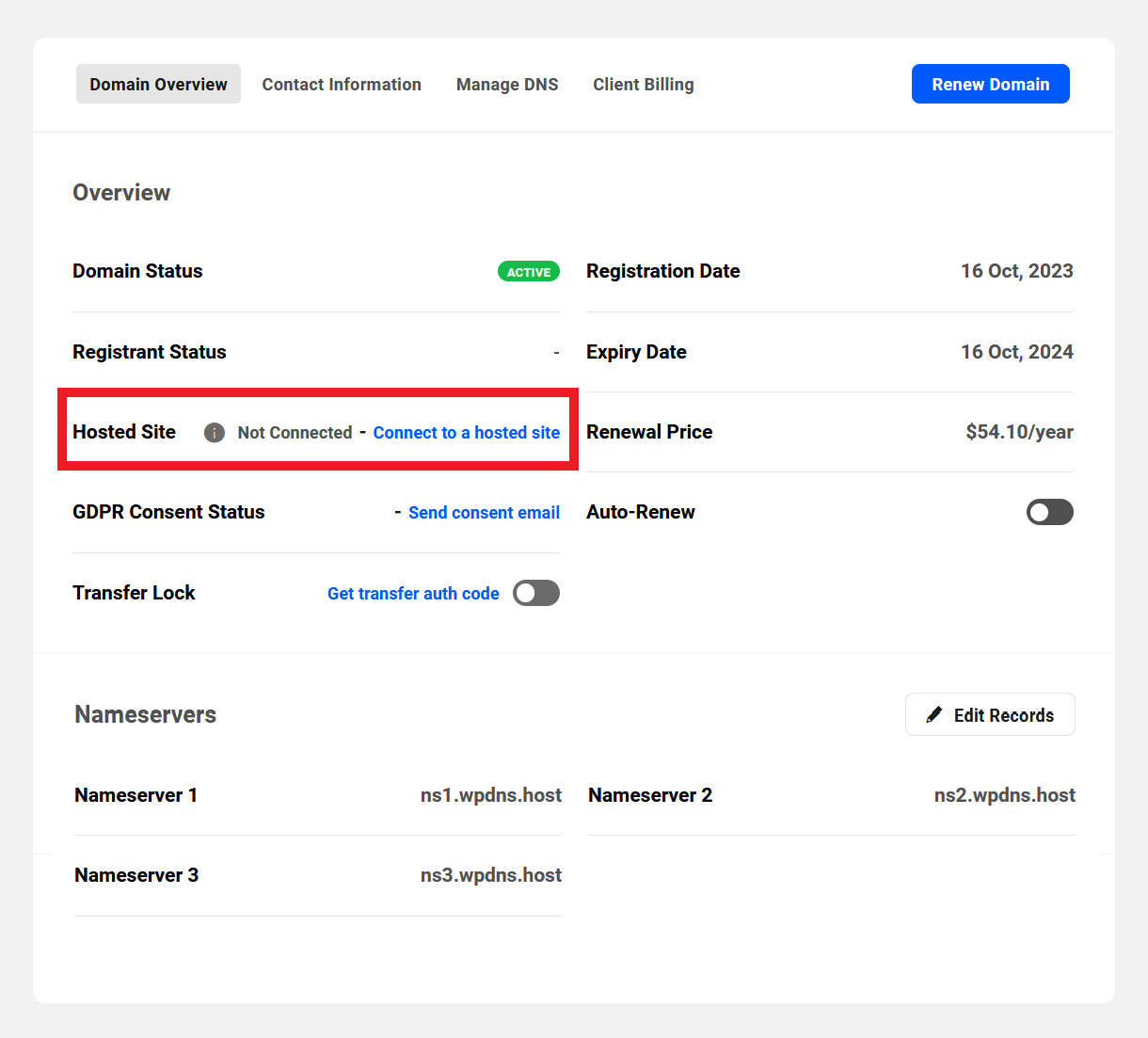 Connect a registered domain to a hosted site in the Hub