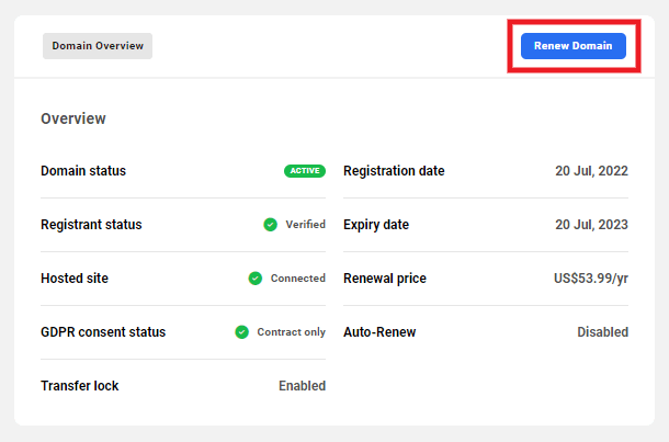 Allows the team member to renew registered domains