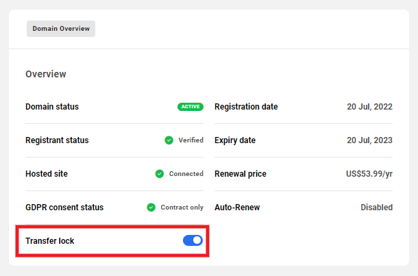 Allows a team member to change the Transfer Lock status of registered domains
