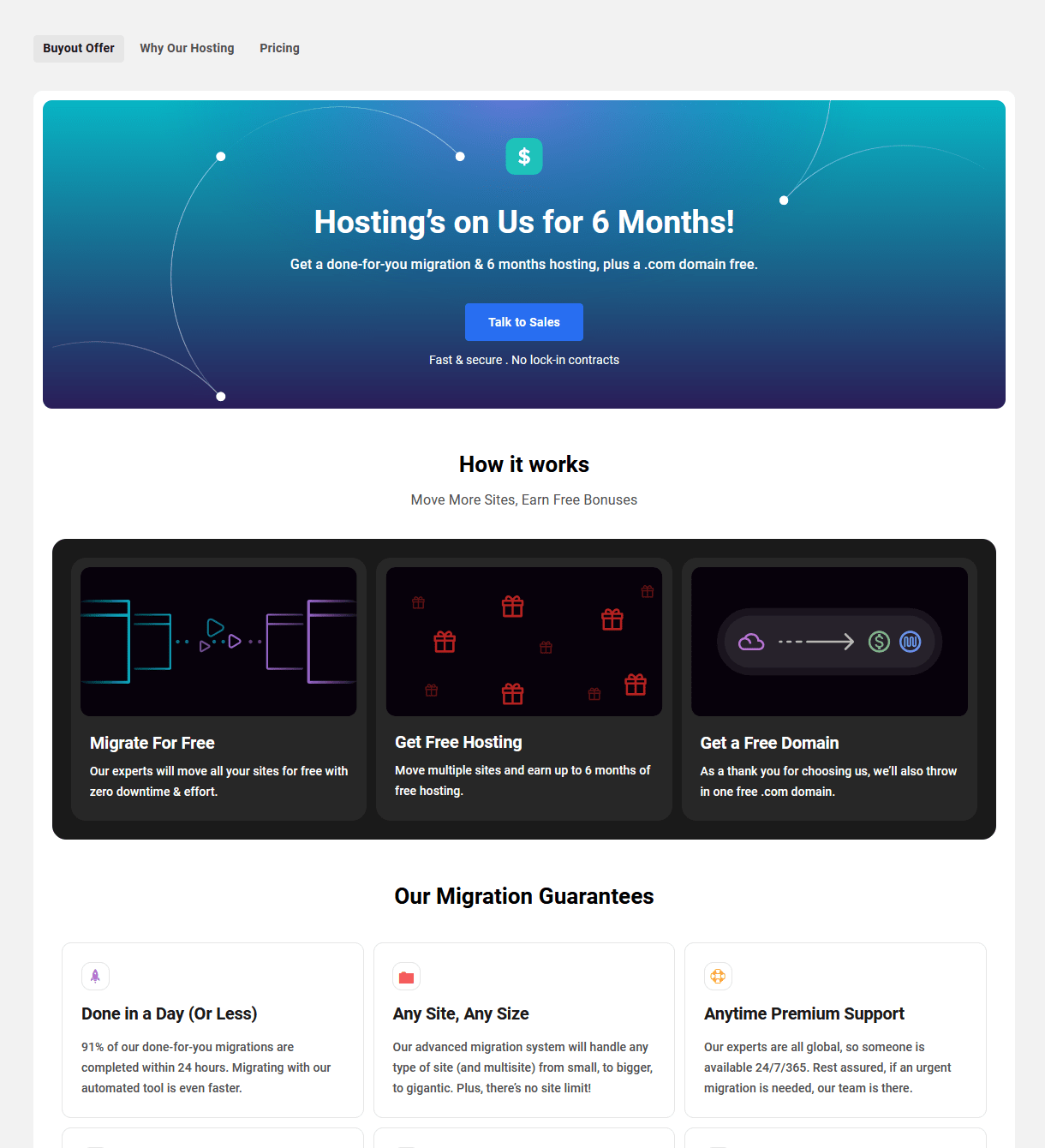 Hosting page in the Hub