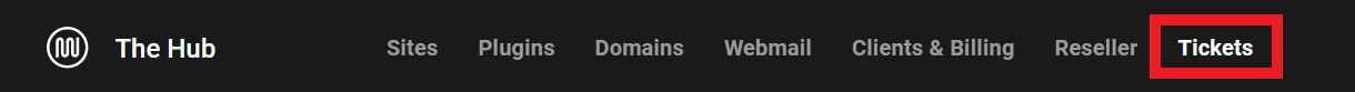Tickets item in the Hub main menu