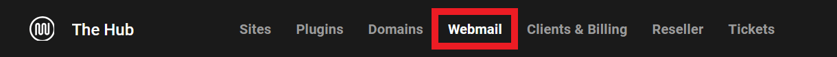 Webmail item in the Hub main menu