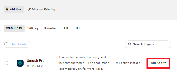 Add to site button
