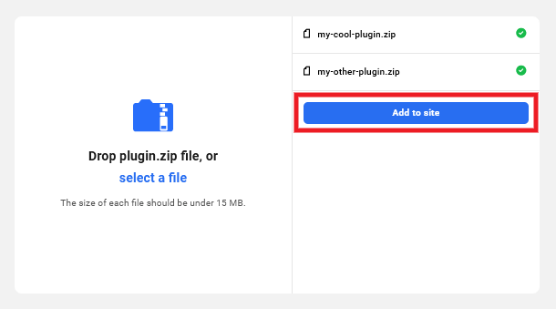 Plugins added via zip file in the Hub