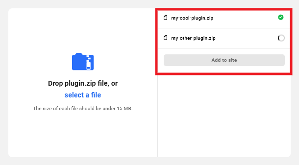 Progress indicator while adding plugins via zip file in the Hub