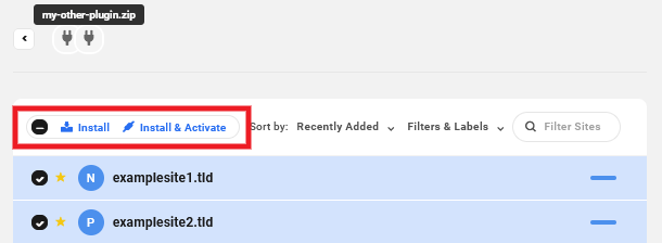 Add uploaded plugins to sites in the Hub