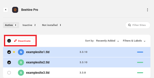 Deactivate plugins in bulk