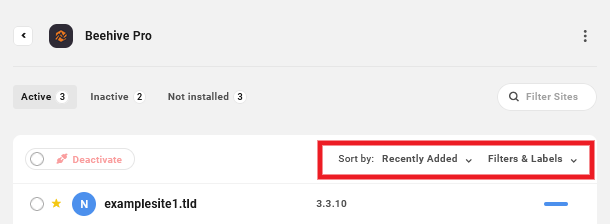 Filter / sort sites