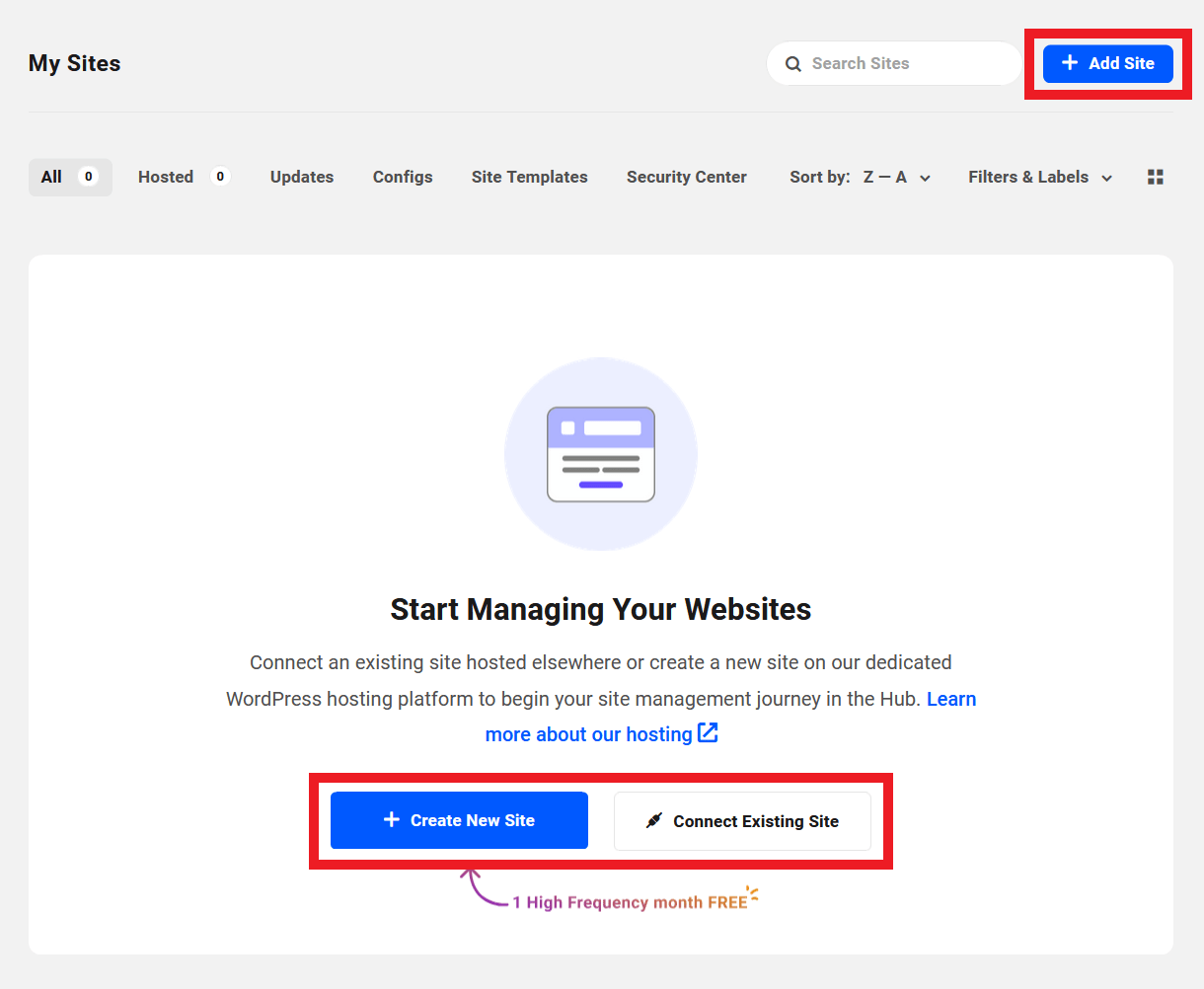 Add a new site to The Hub