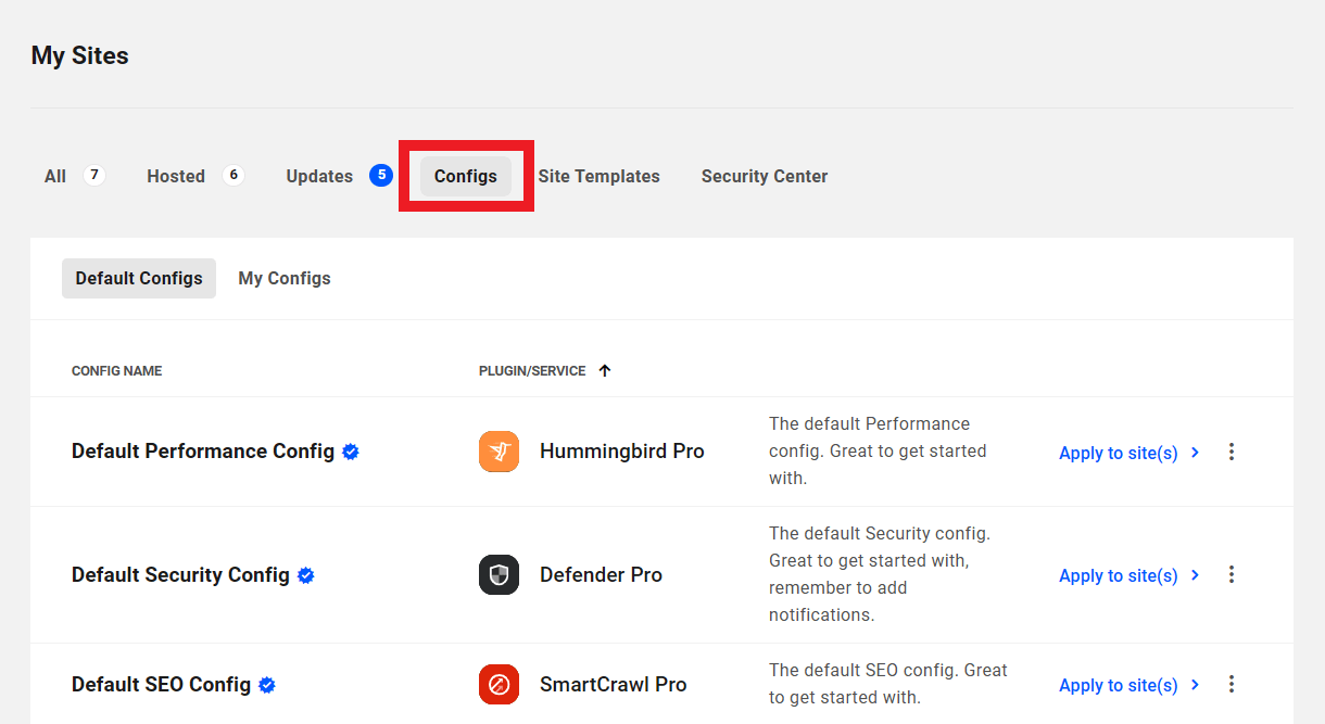 Apply plugin configurations in The Hub