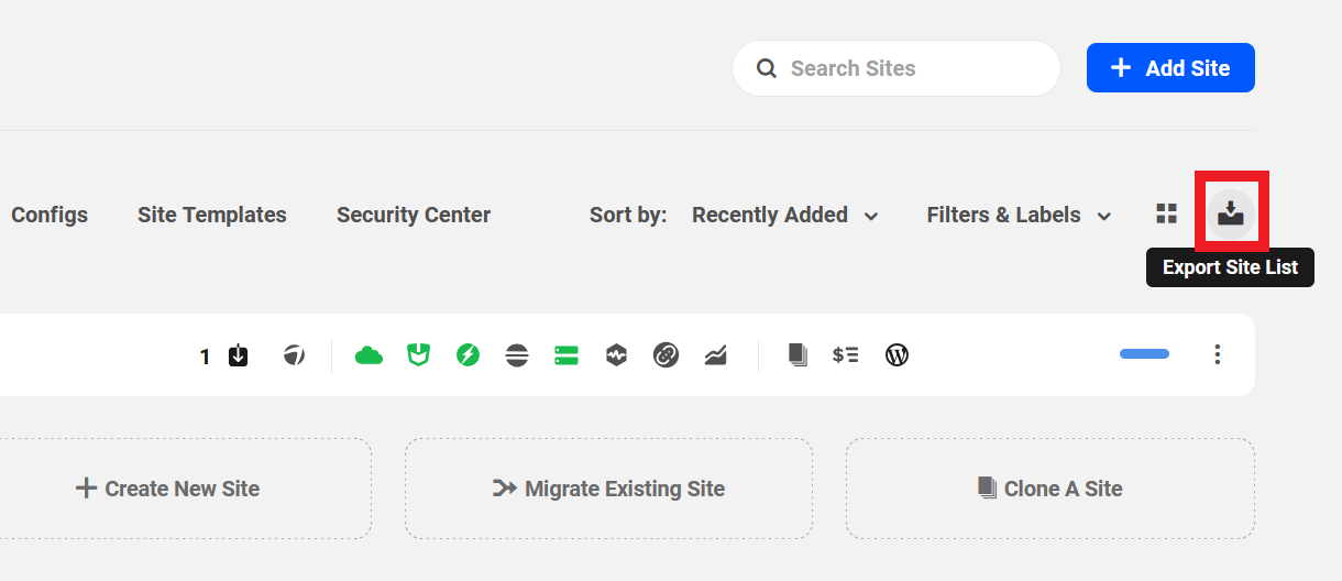 Export a list of sites in The Hub