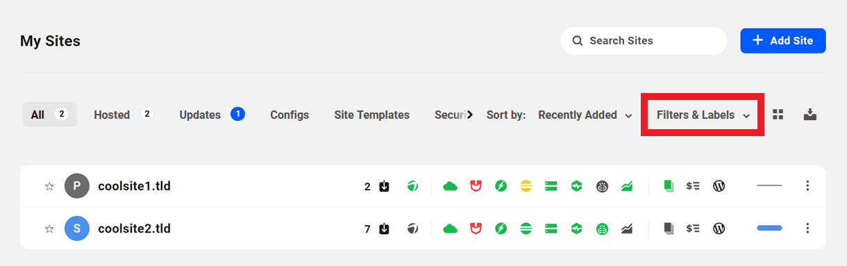 Filter the My Sites list in The Hub