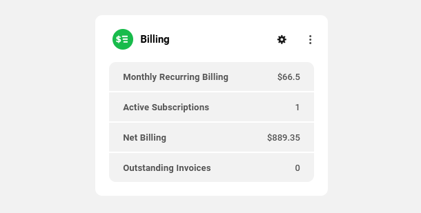 Client Billing module client view