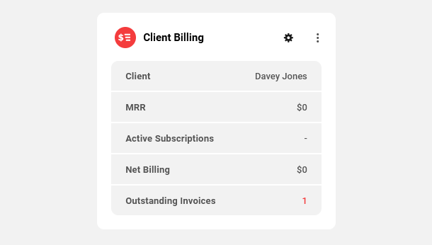 Client Billing module showing outstanding invoices