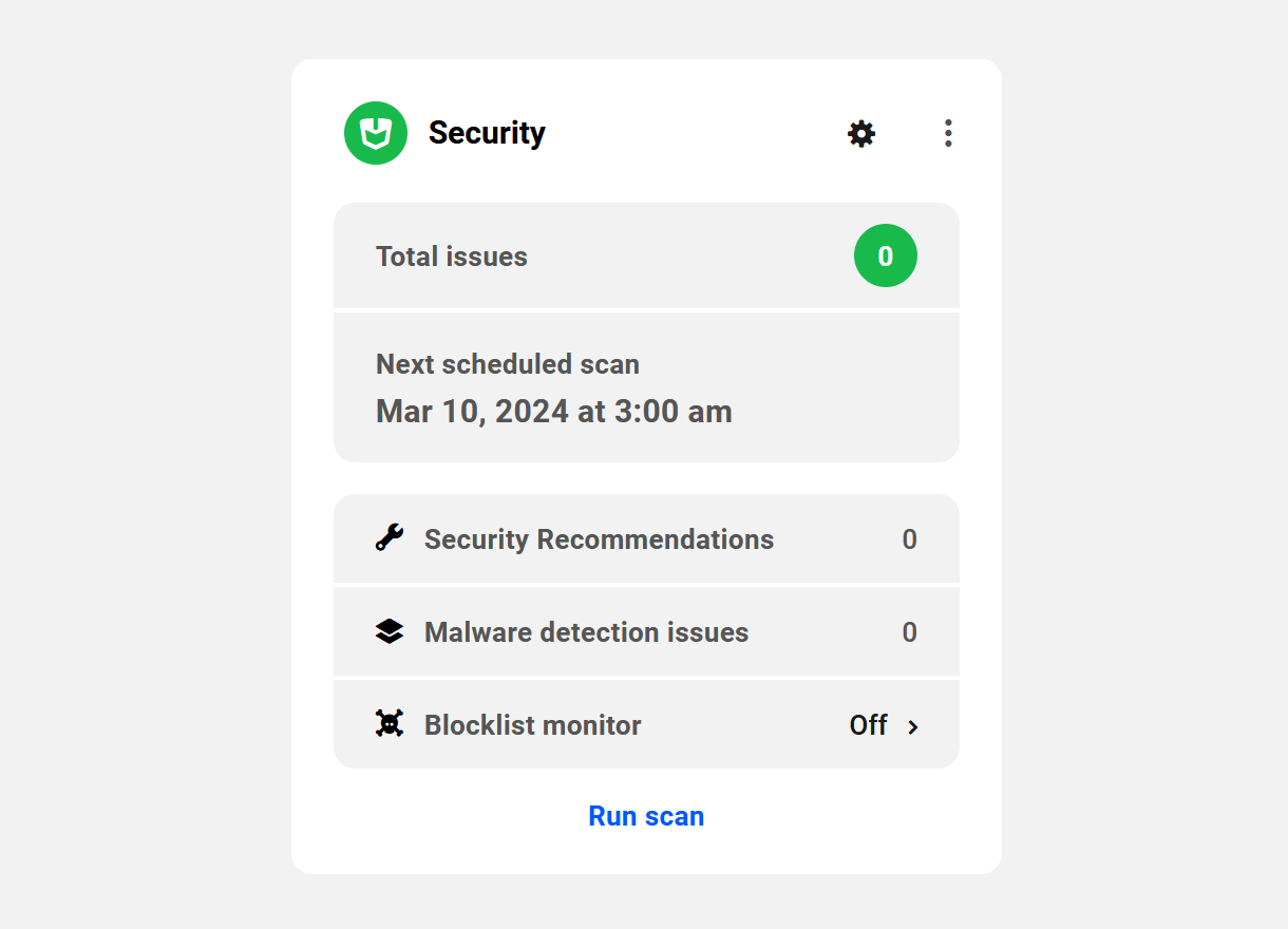 Hub site overview security widget