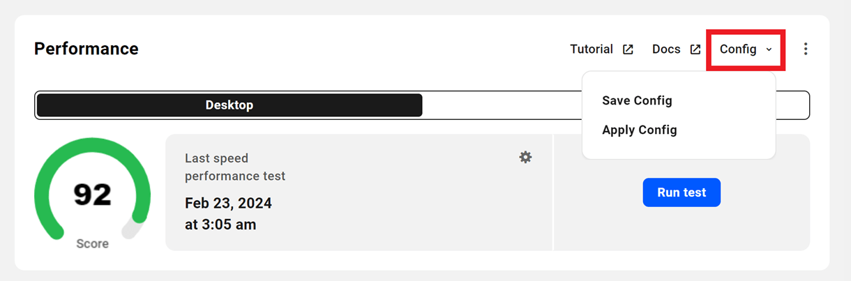 hub perf config options