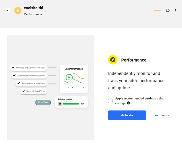 Hub 2.0 Performance activate screen