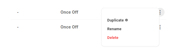 Hub once-off report management options