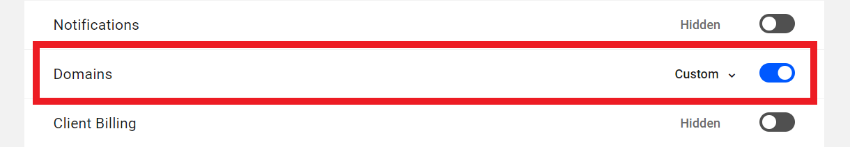 Customize capabilities in the Hub Domains module