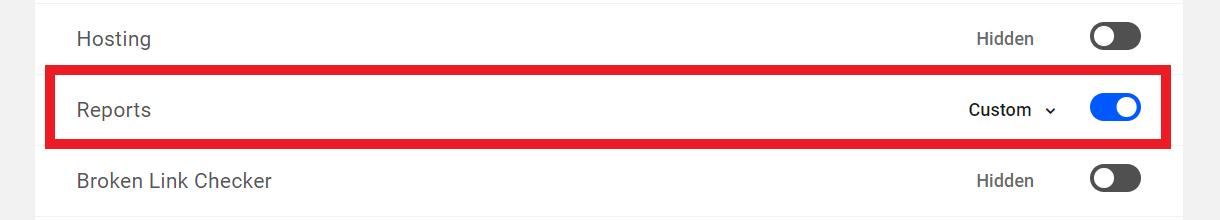 Customize capabilities in the Hub Reports module