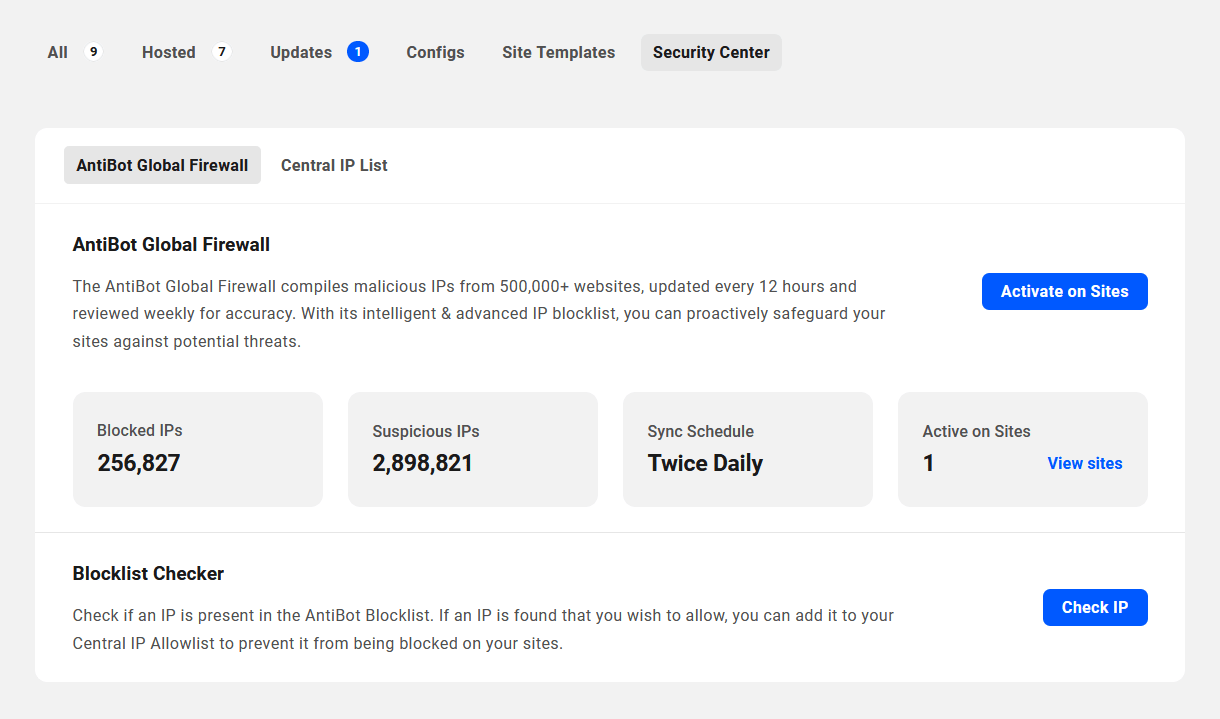AntiBot Global Firewall activated in The Hub