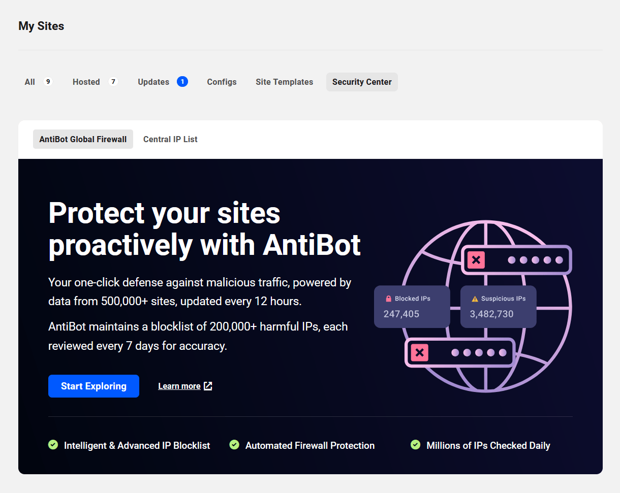 Activate AntiBot Global Firewall in the Hub