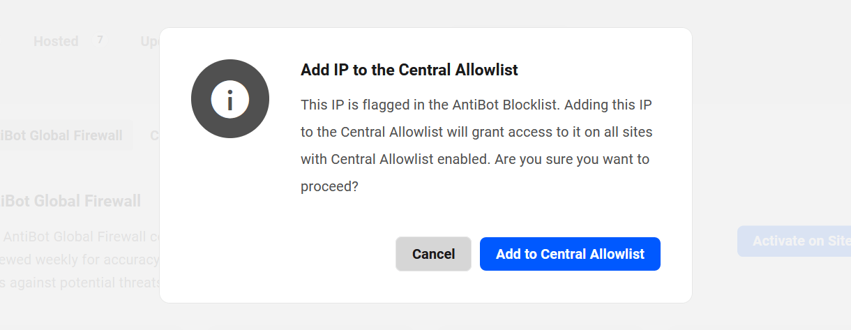 Allow an IP found on the AntiBot blocklist