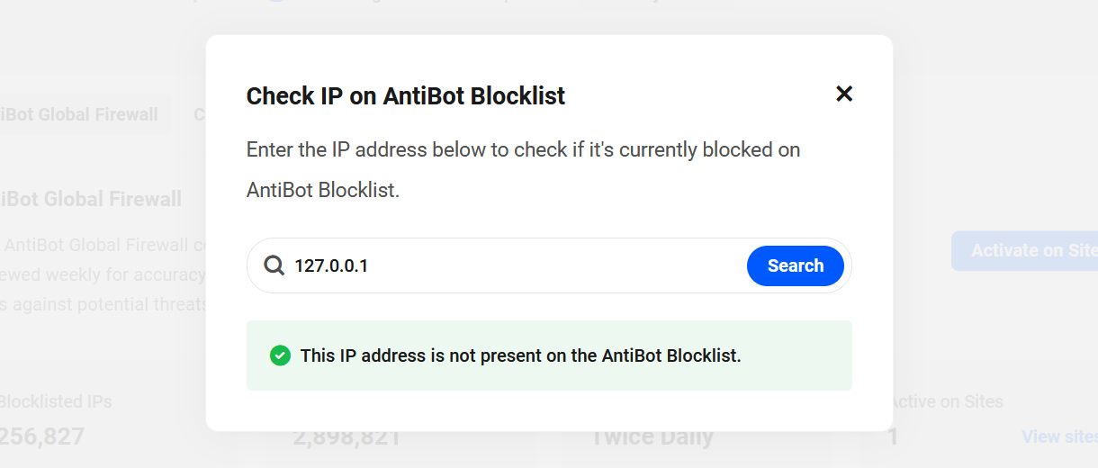 IP is not on the AntiBot blocklist