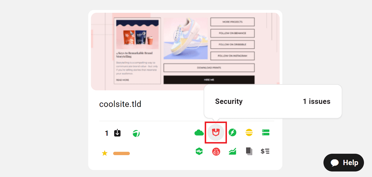 Security icon in My Sites grid view