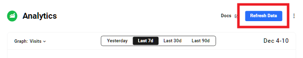 Hub2 Analytics refresh data button